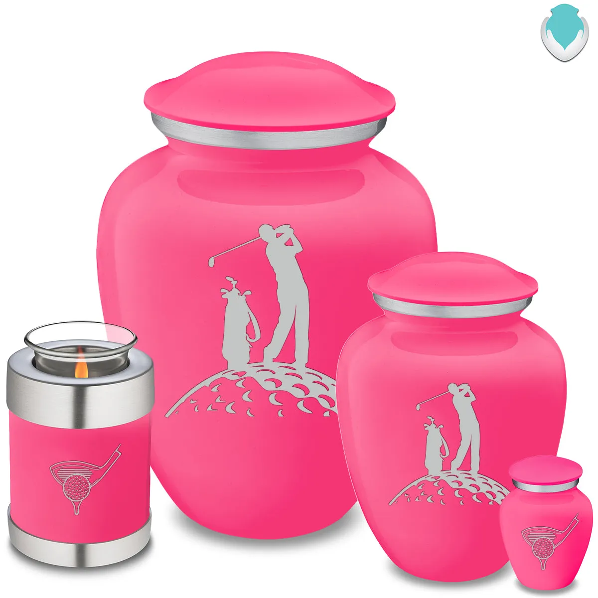 Keepsake Embrace Bright Pink Golfer Cremation Urn