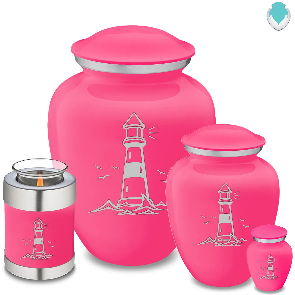 Keepsake Embrace Bright Pink Lighthouse Cremation Urn