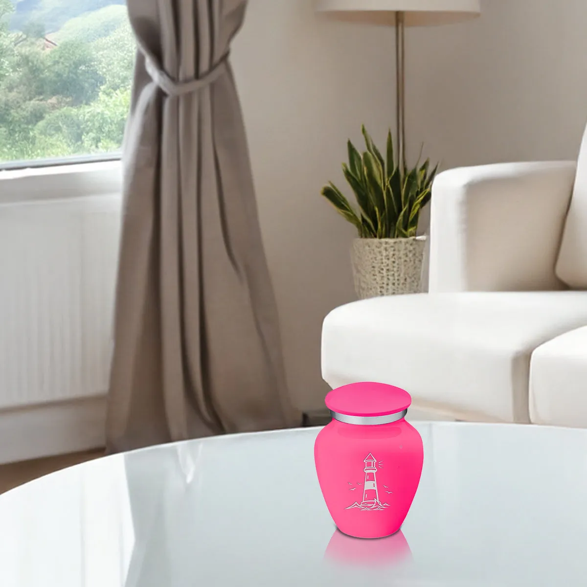 Keepsake Embrace Bright Pink Lighthouse Cremation Urn