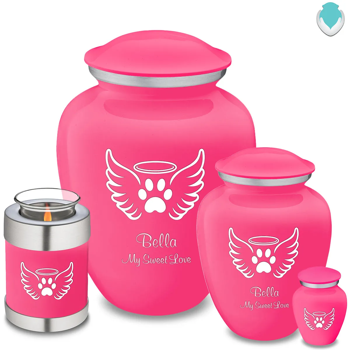 Keepsake Embrace Bright Pink Pet Angel Wings Cremation Urn
