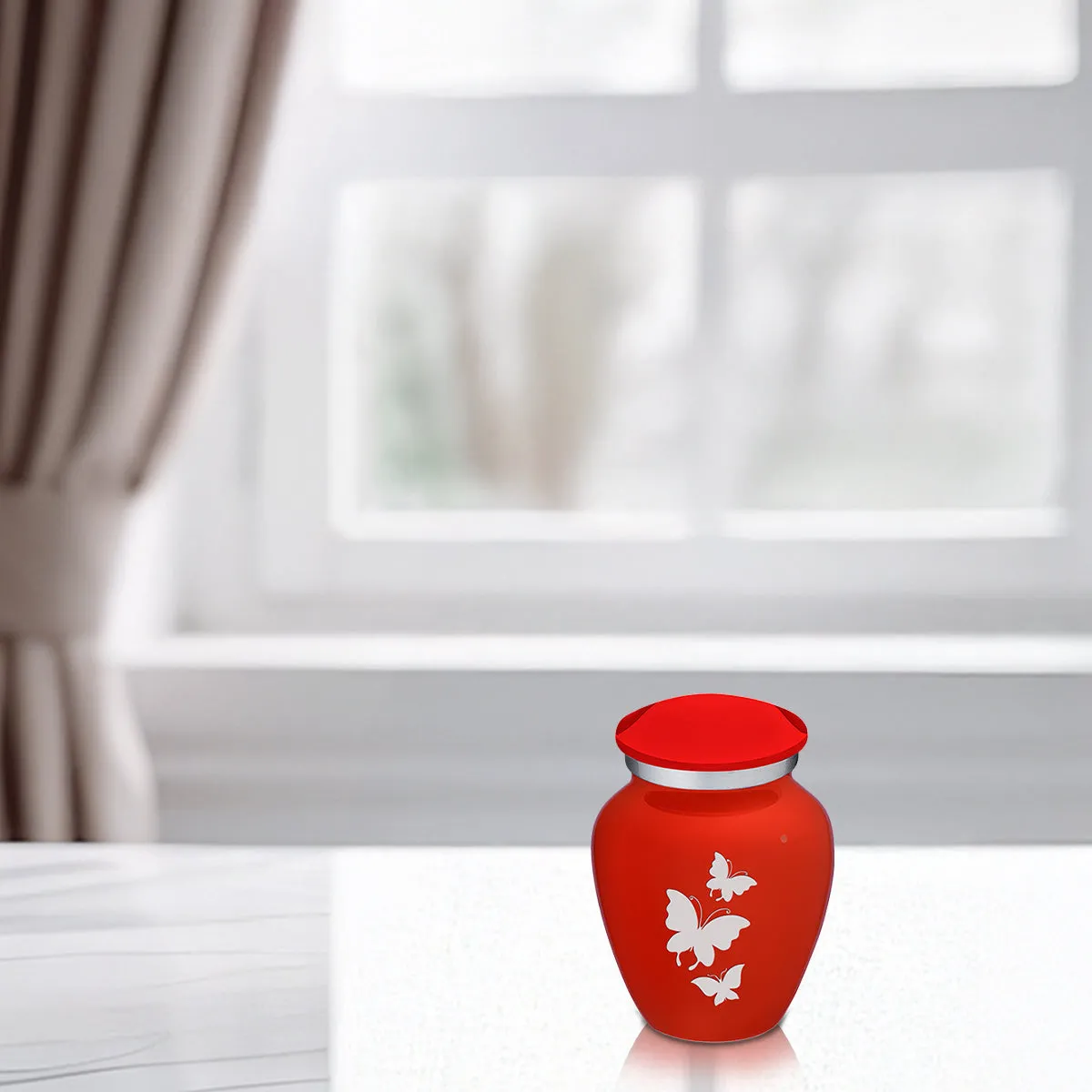 Keepsake Embrace Bright Red Butterflies Cremation Urn