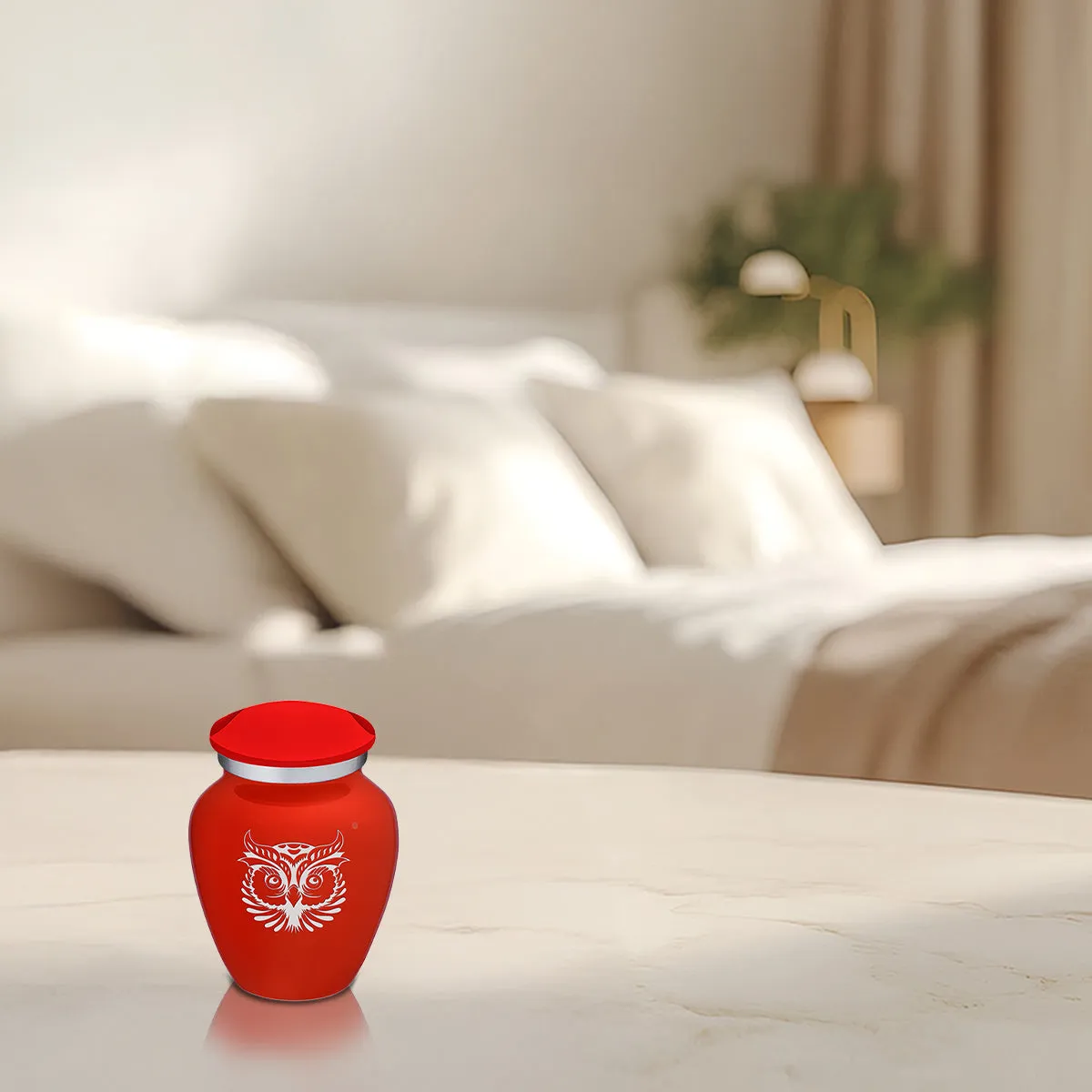 Keepsake Embrace Bright Red Owl Cremation Urn