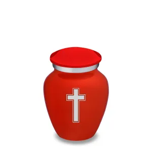 Keepsake Embrace Bright Red Simple Cross Cremation Urn