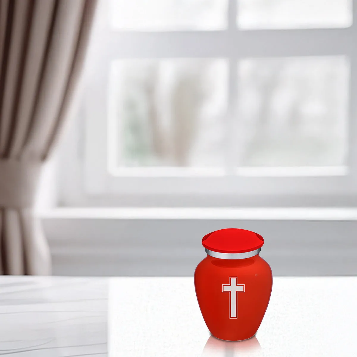 Keepsake Embrace Bright Red Simple Cross Cremation Urn