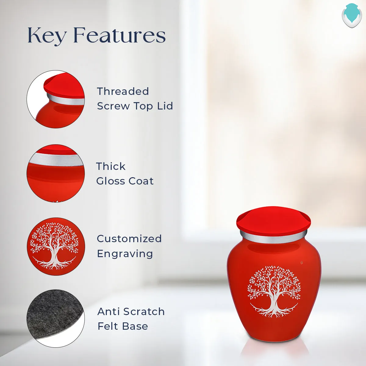 Keepsake Embrace Bright Red Tree of Life Cremation Urn