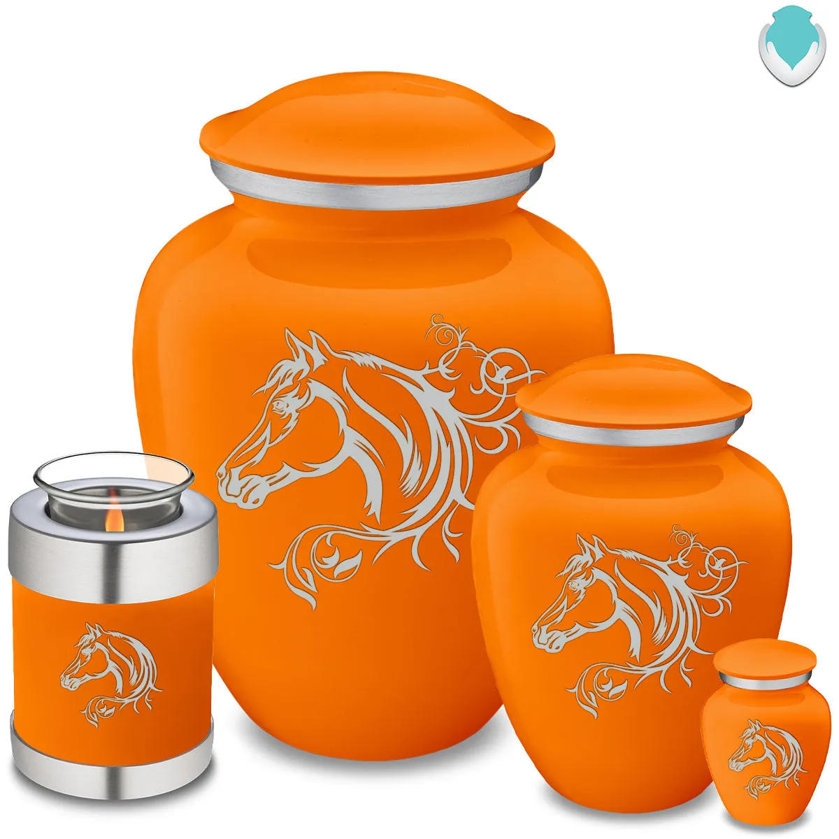 Keepsake Embrace Burnt Orange Horse Cremation Urn