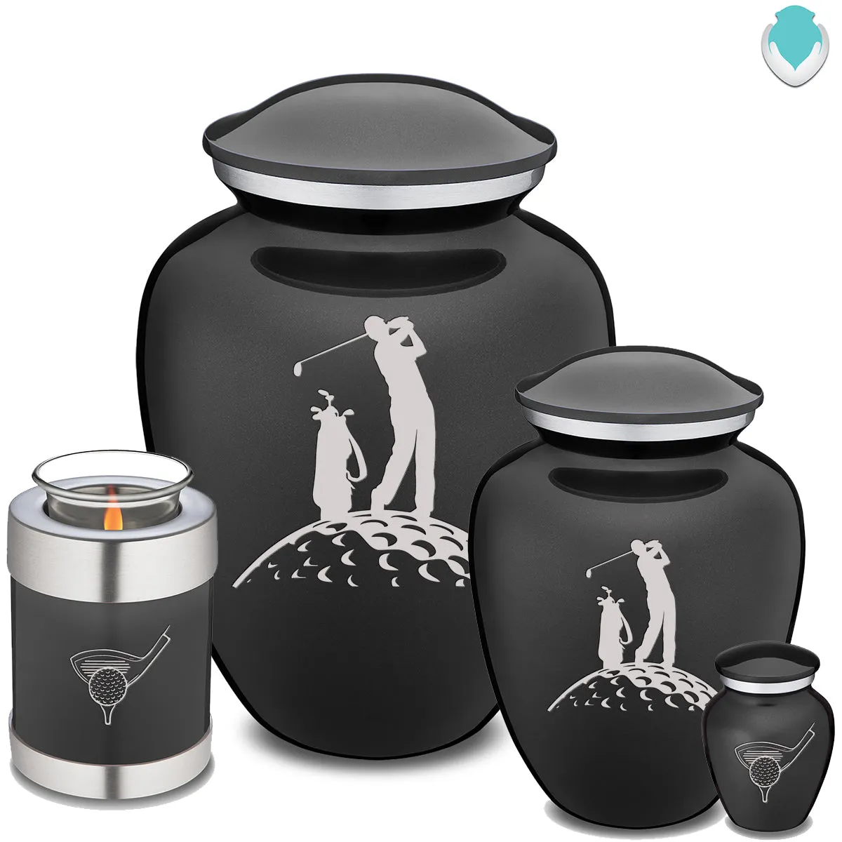 Keepsake Embrace Charcoal Golfer Cremation Urn