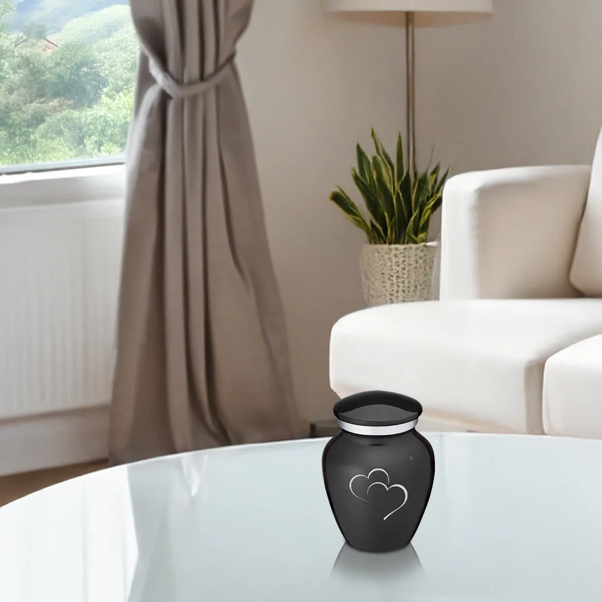 Keepsake Embrace Charcoal Hearts Cremation Urn
