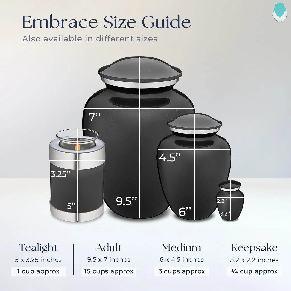 Keepsake Embrace Charcoal Hearts Cremation Urn