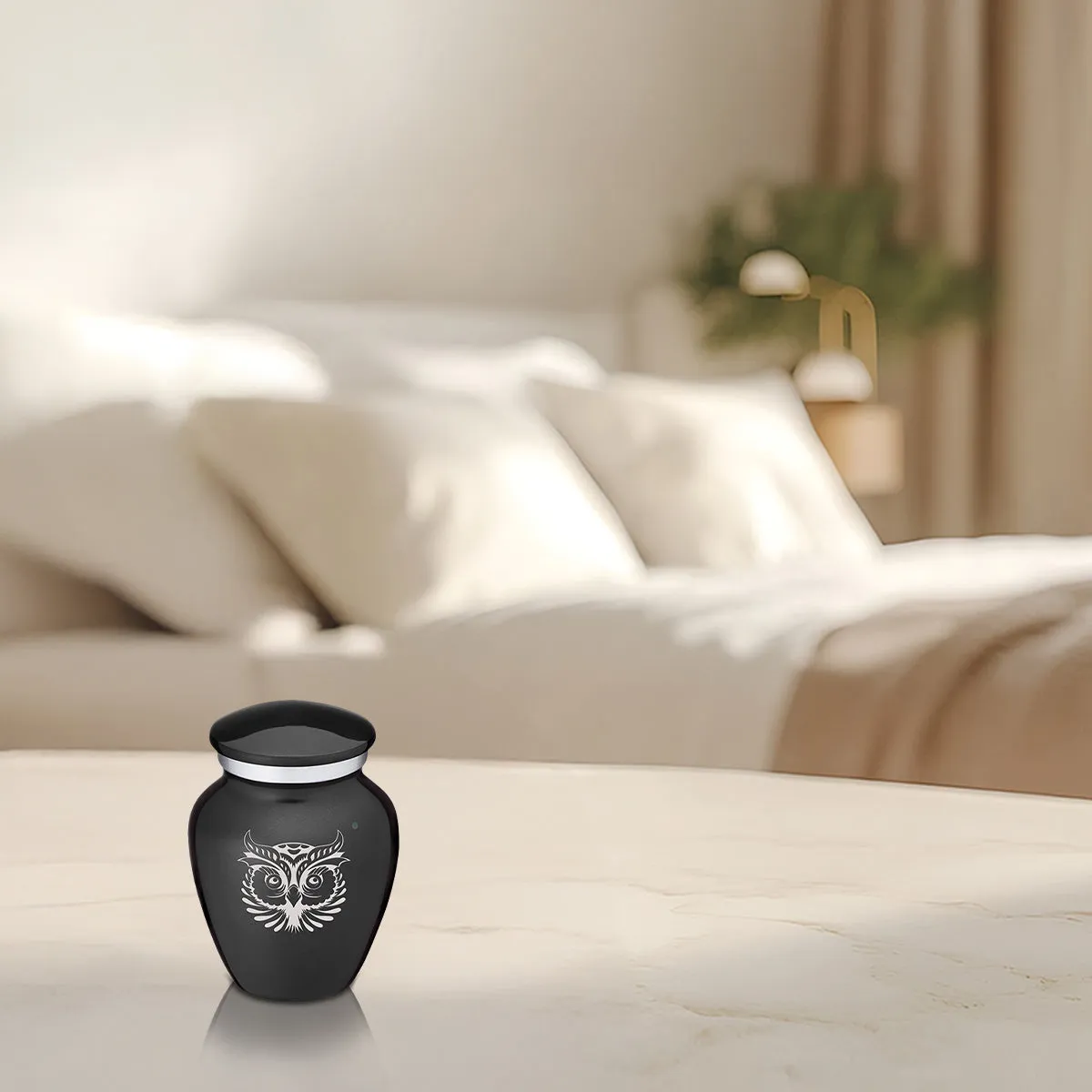 Keepsake Embrace Charcoal Owl Cremation Urn