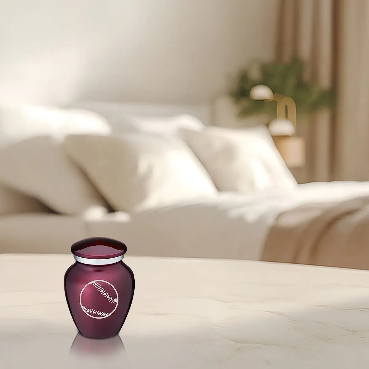 Keepsake Embrace Cherry Purple Baseball Cremation Urn