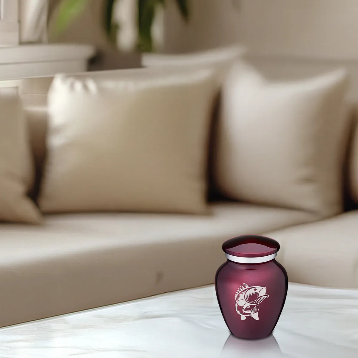 Keepsake Embrace Cherry Purple Fish Cremation Urn