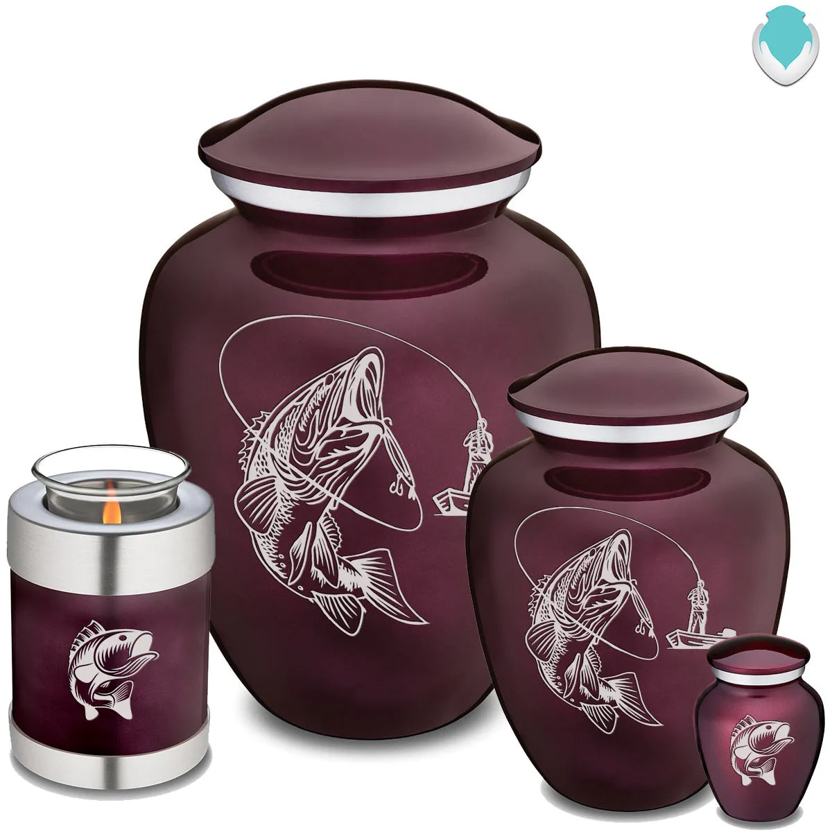 Keepsake Embrace Cherry Purple Fish Cremation Urn