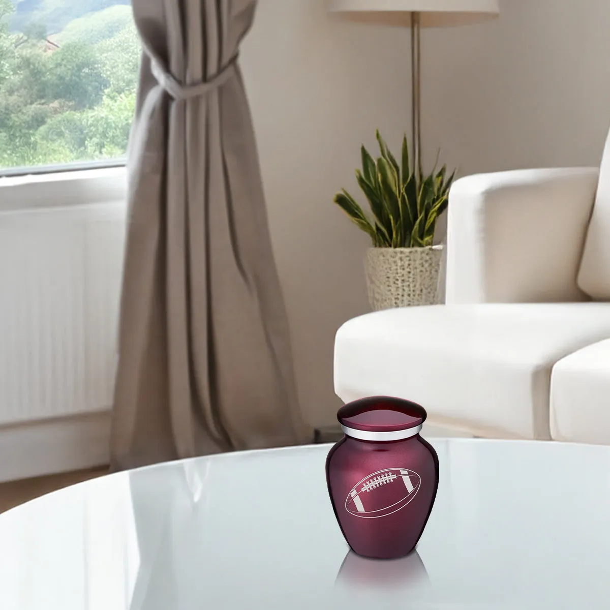 Keepsake Embrace Cherry Purple Football Cremation Urn