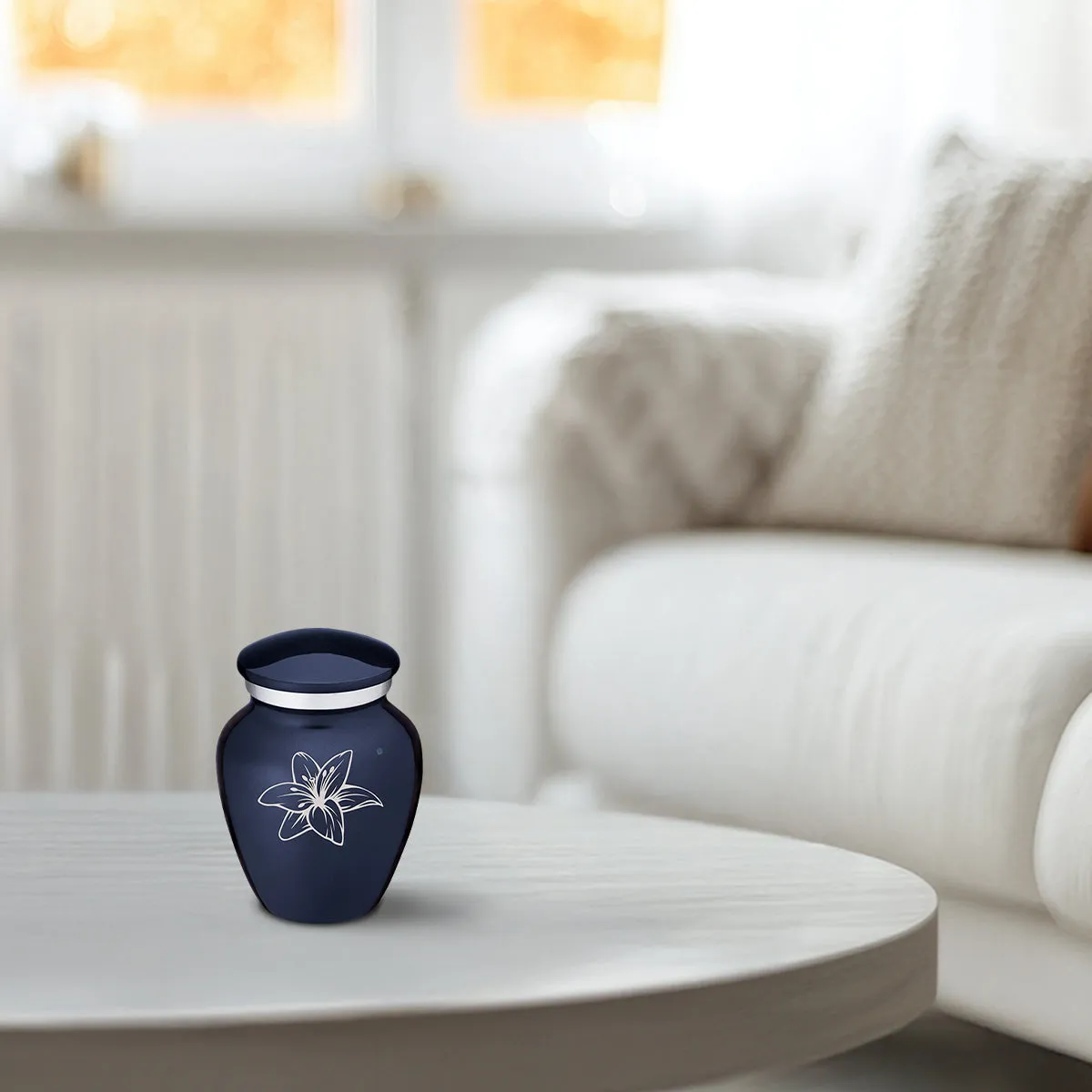 Keepsake Embrace Cobalt Blue Lily Cremation Urn