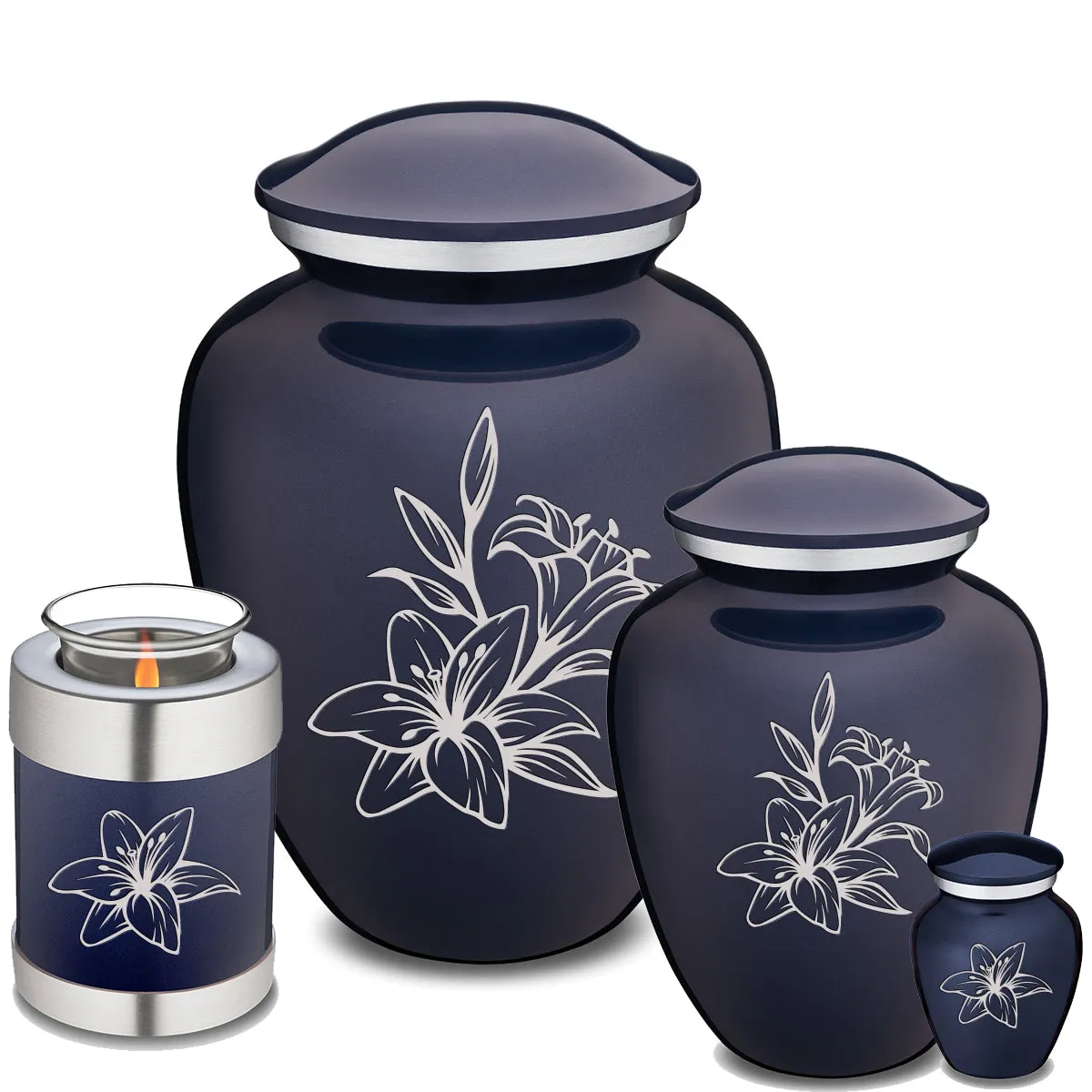 Keepsake Embrace Cobalt Blue Lily Cremation Urn