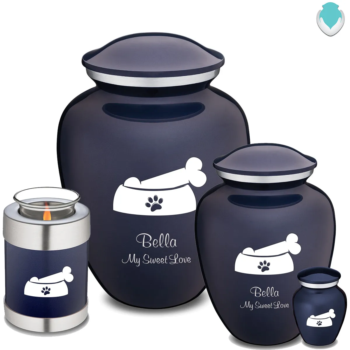 Keepsake  Embrace Cobalt Blue Pet Dog Bone Cremation Urn