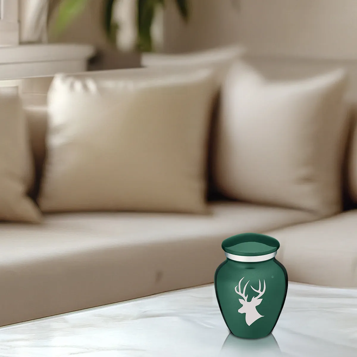 Keepsake Embrace Green Deer Cremation Urn