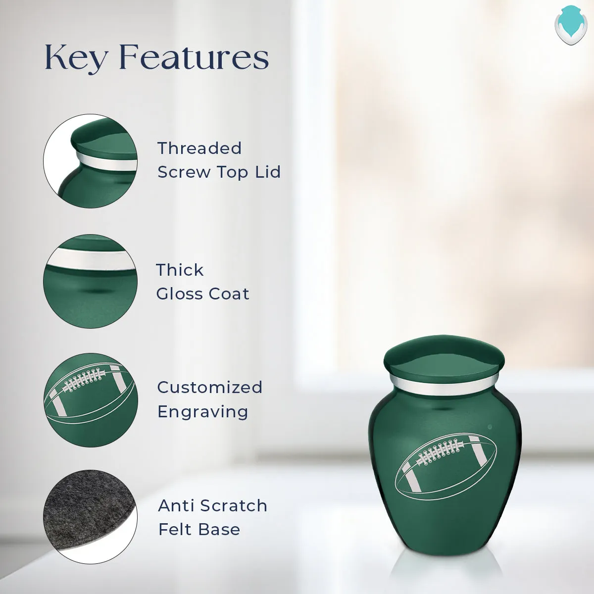 Keepsake Embrace Green Football Cremation Urn