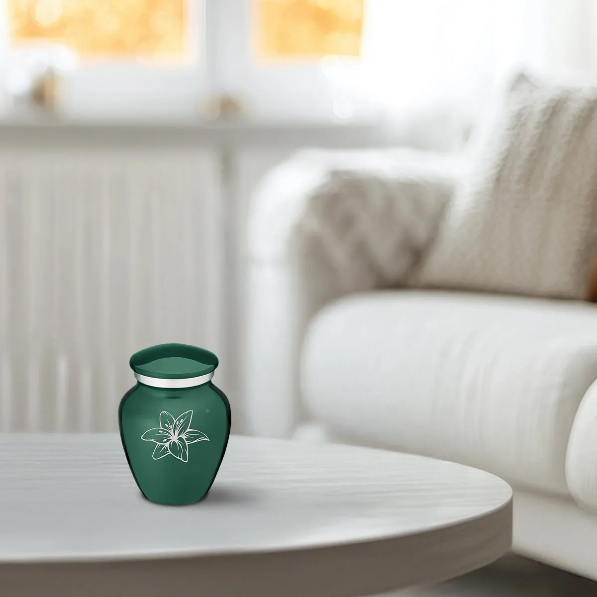 Keepsake Embrace Green Lily Cremation Urn
