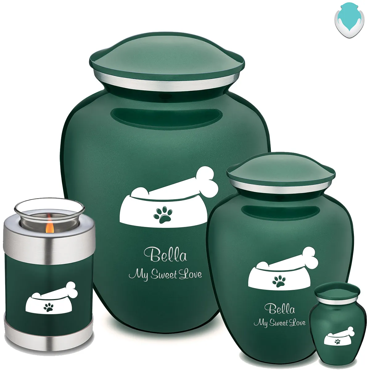 Keepsake  Embrace Green Pet Dog Bone Cremation Urn