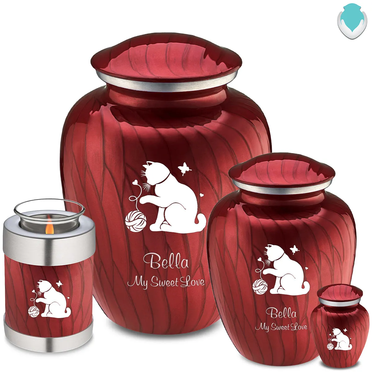 Keepsake Embrace Pearl Candy Red Pet Fun Cat Cremation Urn