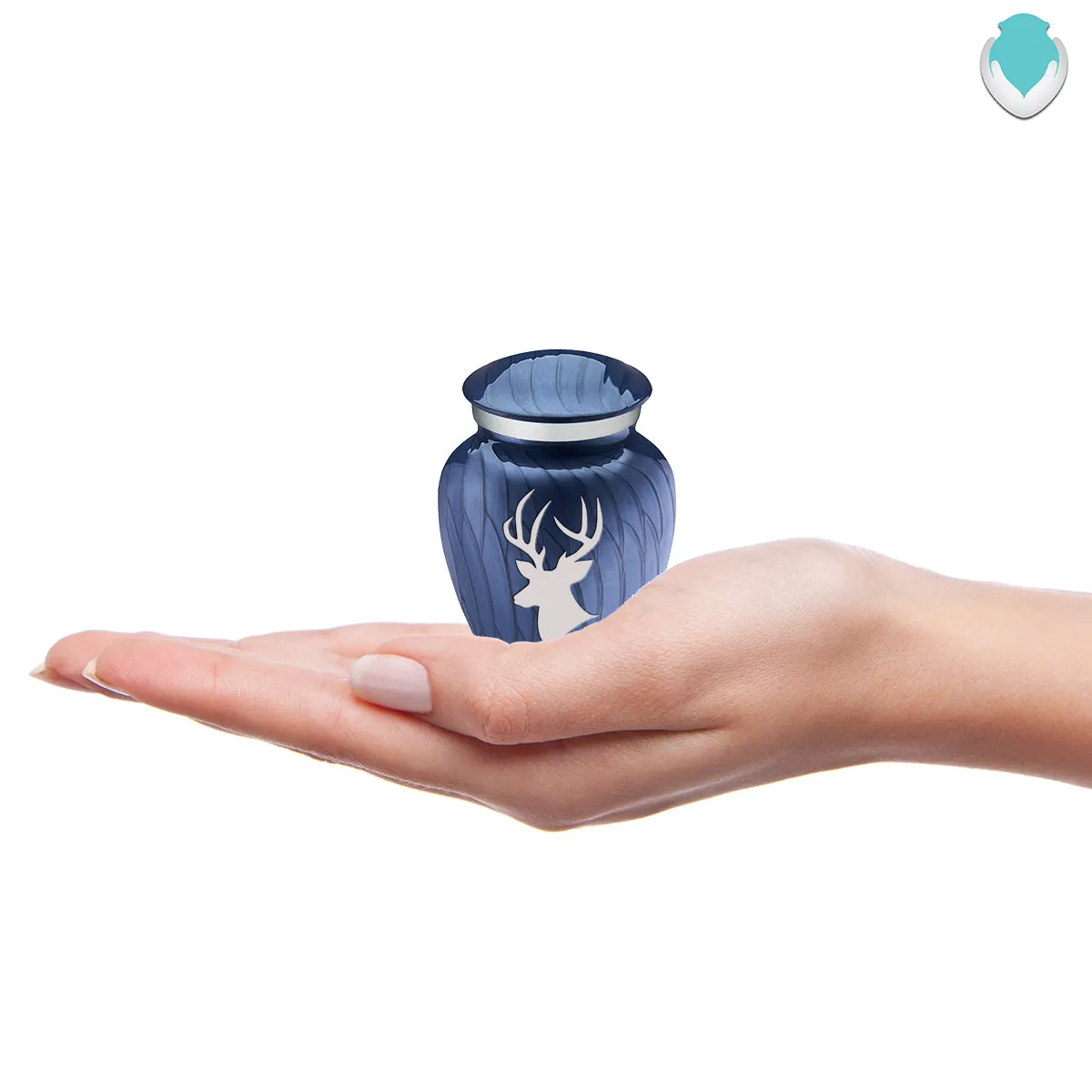 Keepsake Embrace Pearl Cobalt Blue Deer Cremation Urn