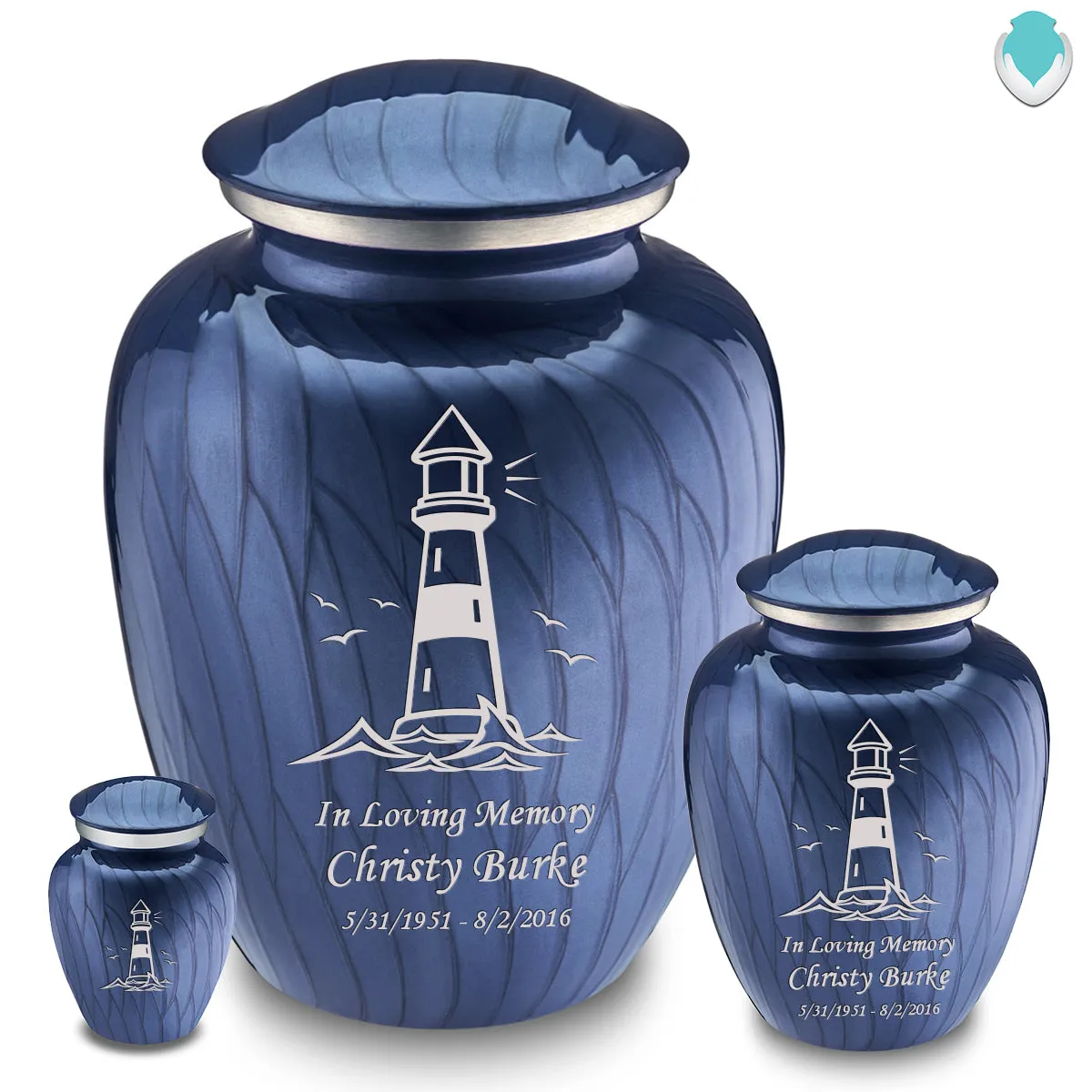 Keepsake Embrace Pearl Cobalt Blue Lighthouse Cremation Urn