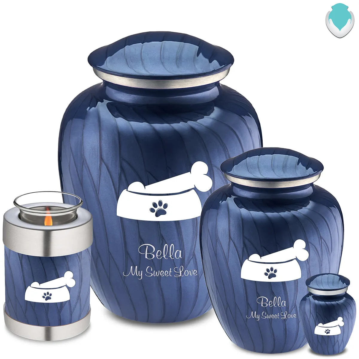 Keepsake  Embrace Pearl Cobalt Blue Pet Dog Bone Cremation Urn