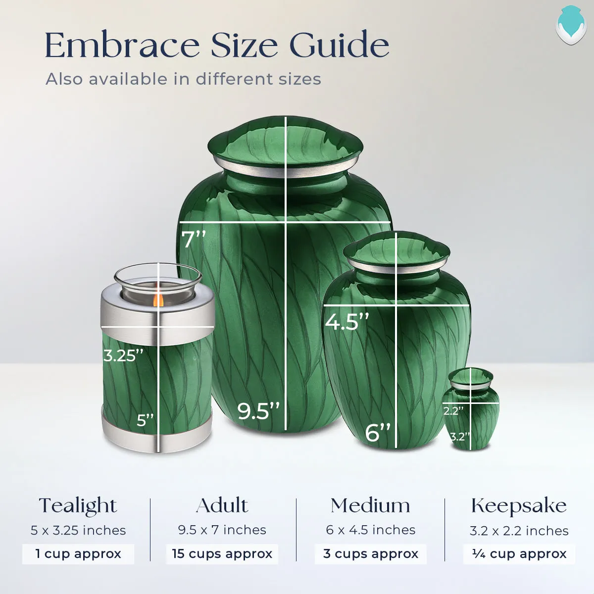 Keepsake Embrace Pearl Green Angel Cremation Urn