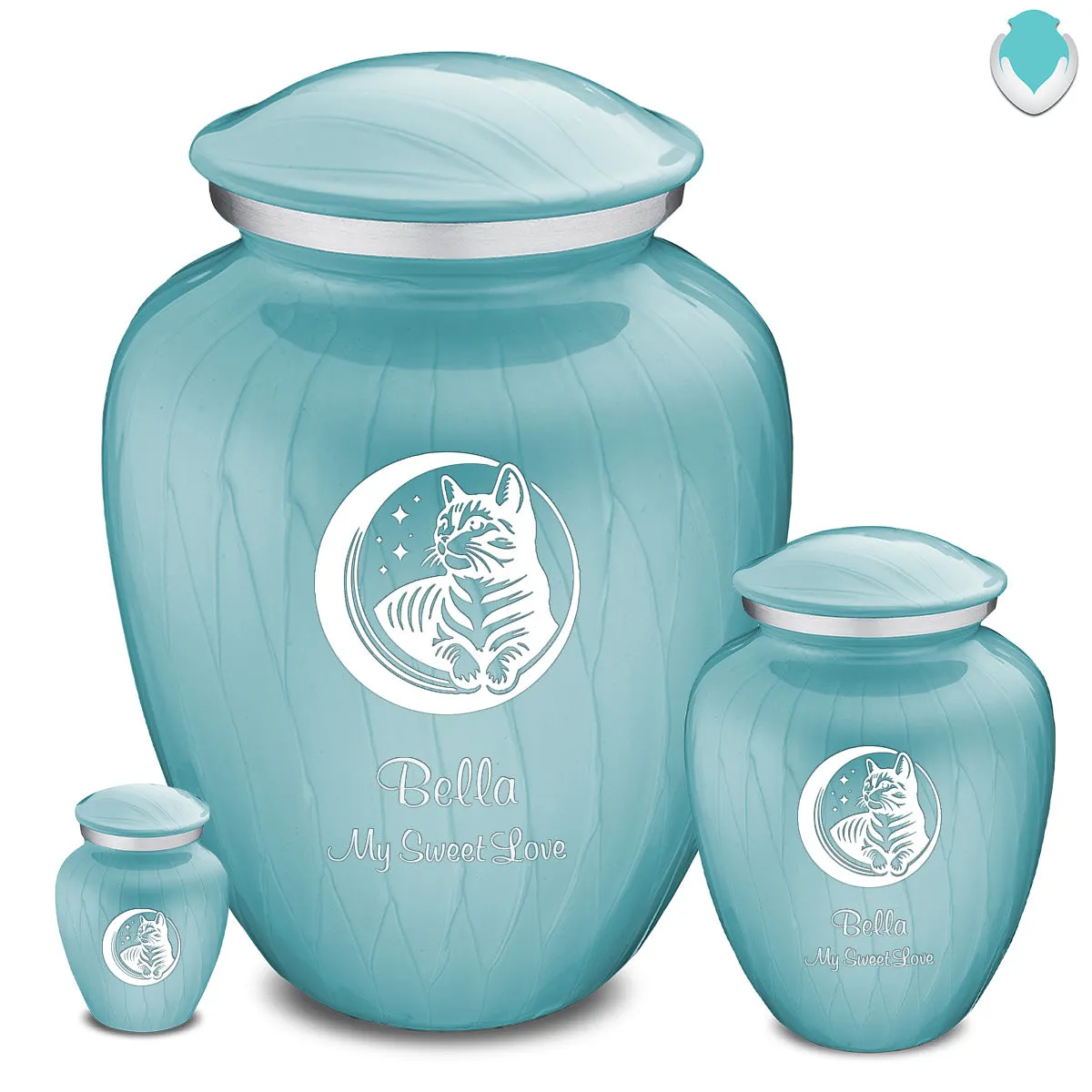 Keepsake Embrace Pearl Light Blue Pet Cute Cat Cremation Urn