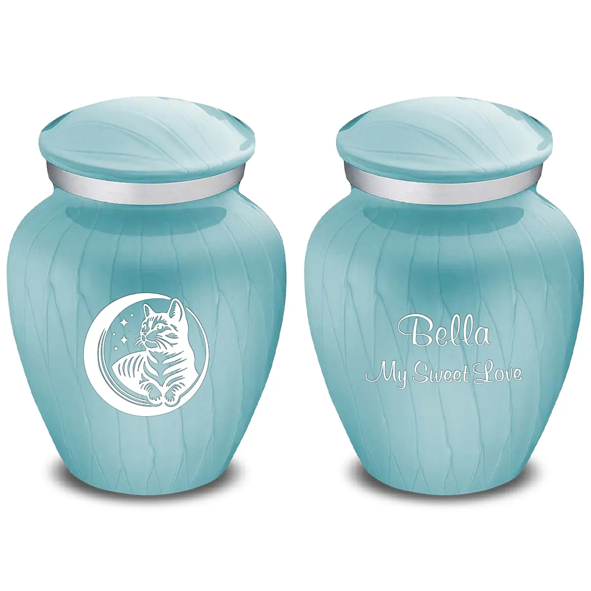 Keepsake Embrace Pearl Light Blue Pet Cute Cat Cremation Urn