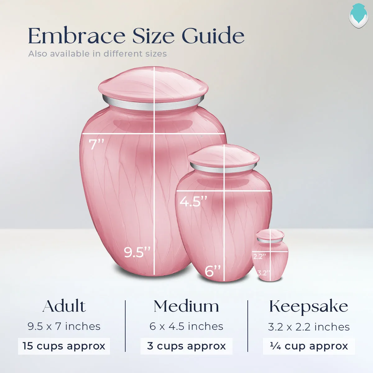 Keepsake Embrace Pearl Light Pink Doves Cremation Urn