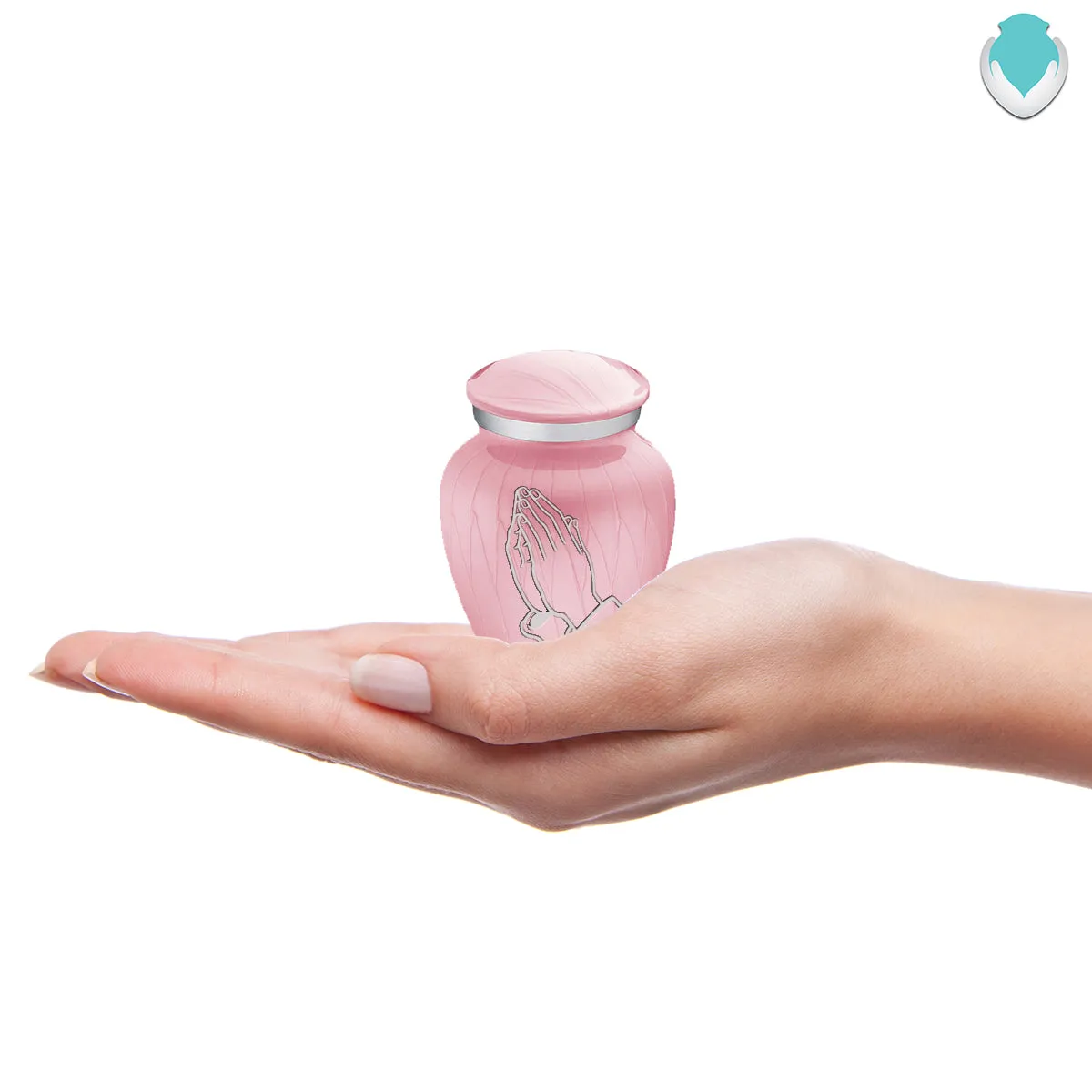 Keepsake Embrace Pearl Light Pink Praying Hands Cremation Urn