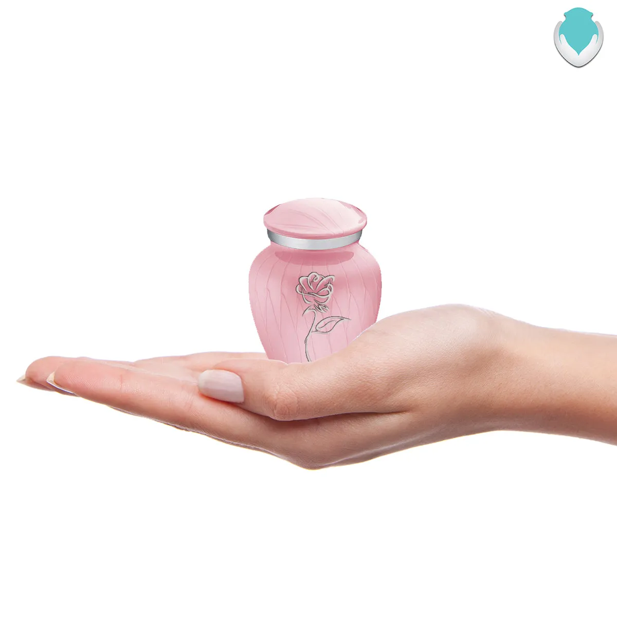Keepsake Embrace Pearl Light Pink Rose Cremation Urn