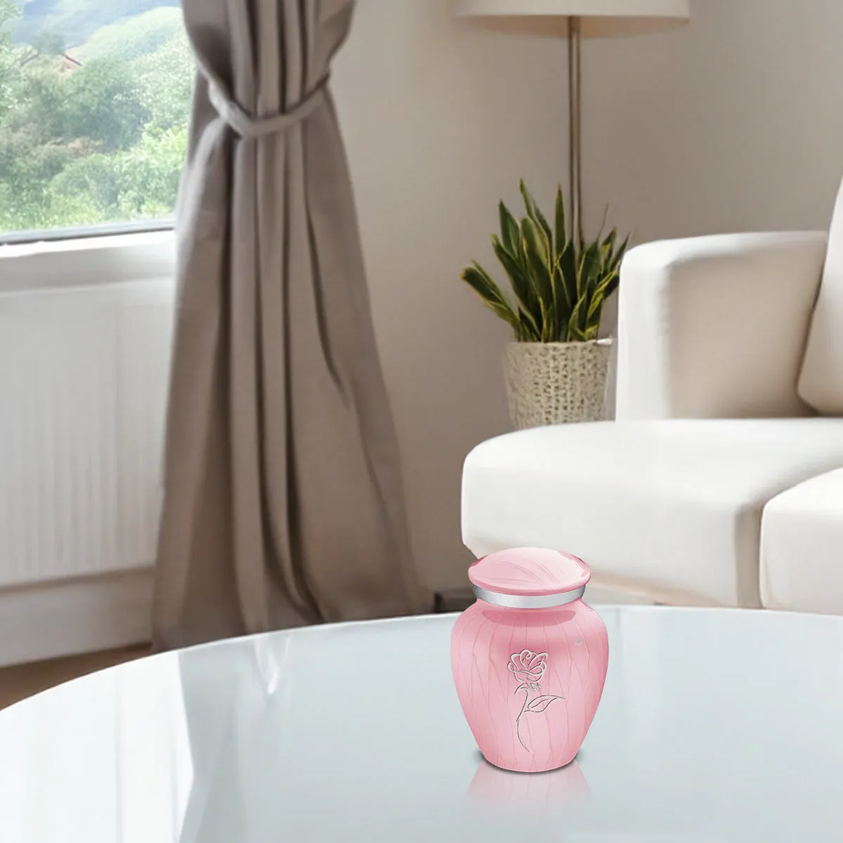Keepsake Embrace Pearl Light Pink Rose Cremation Urn