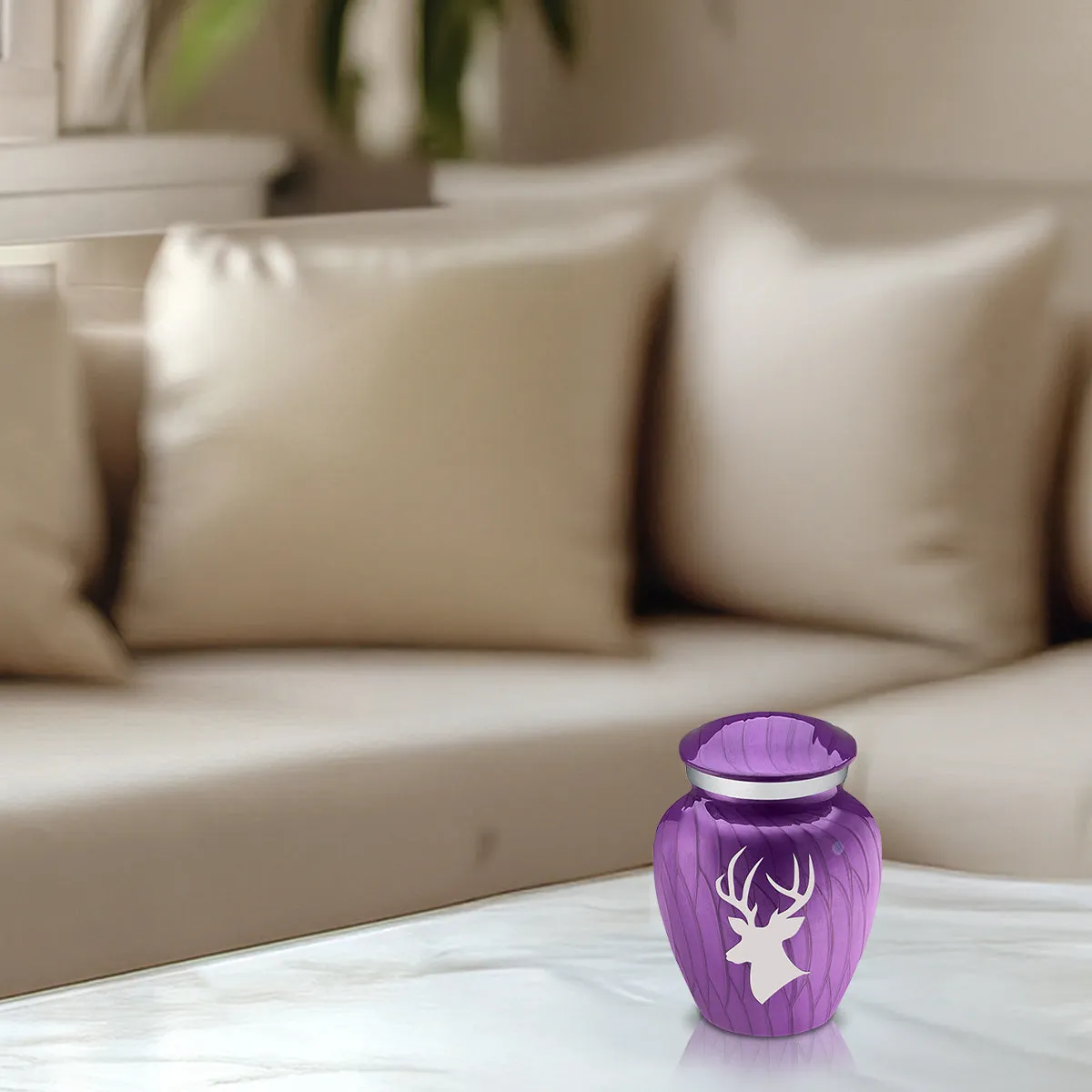 Keepsake Embrace Pearl Purple Deer Cremation Urn
