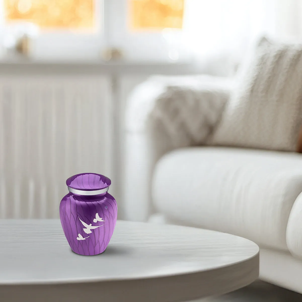 Keepsake Embrace Pearl Purple Doves Cremation Urn