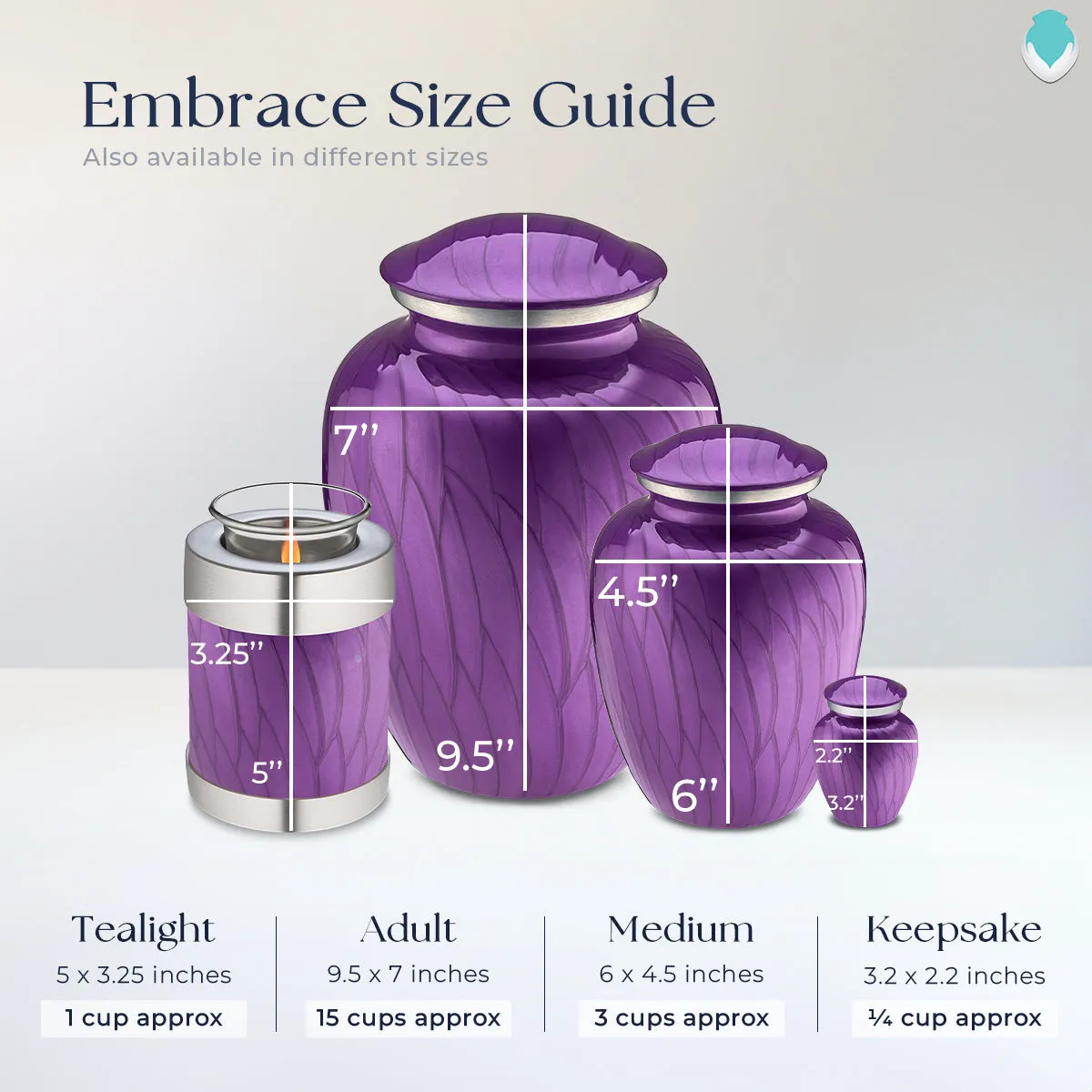 Keepsake Embrace Pearl Purple Doves Cremation Urn
