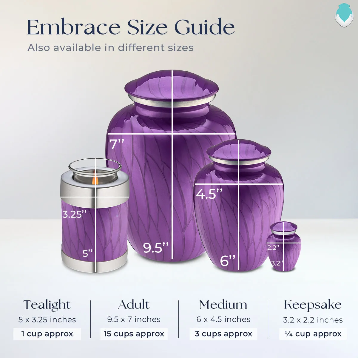 Keepsake Embrace Pearl Purple Hearts Cremation Urn