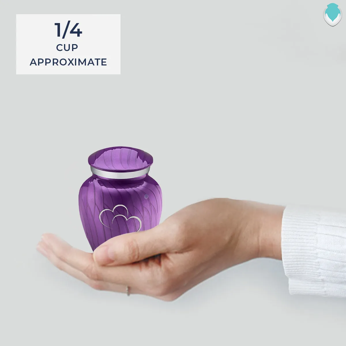 Keepsake Embrace Pearl Purple Hearts Cremation Urn