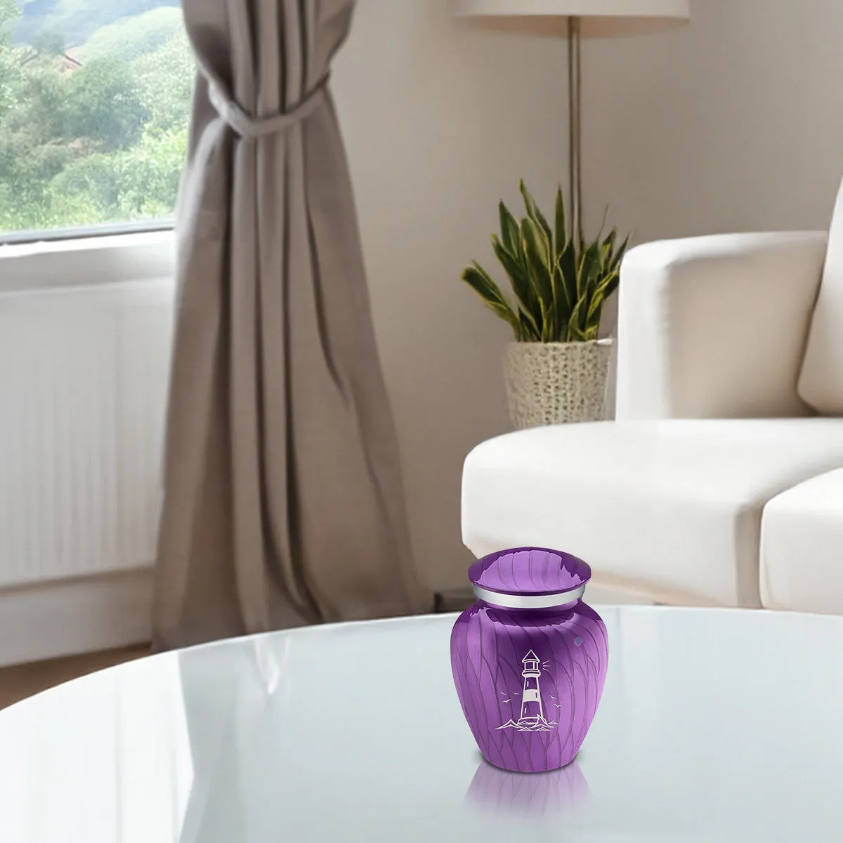 Keepsake Embrace Pearl Purple Lighthouse Cremation Urn