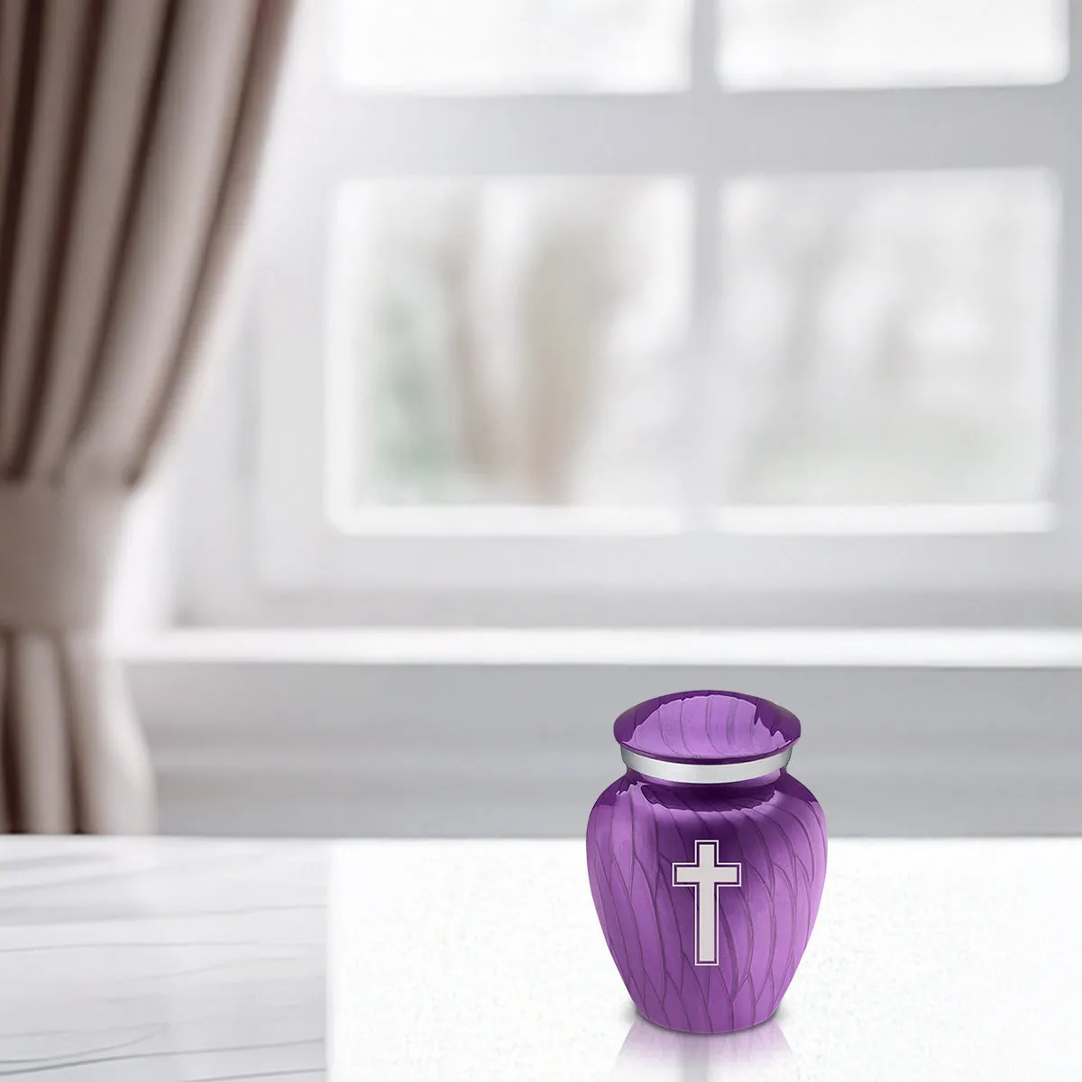 Keepsake Embrace Pearl Purple Simple Cross Cremation Urn