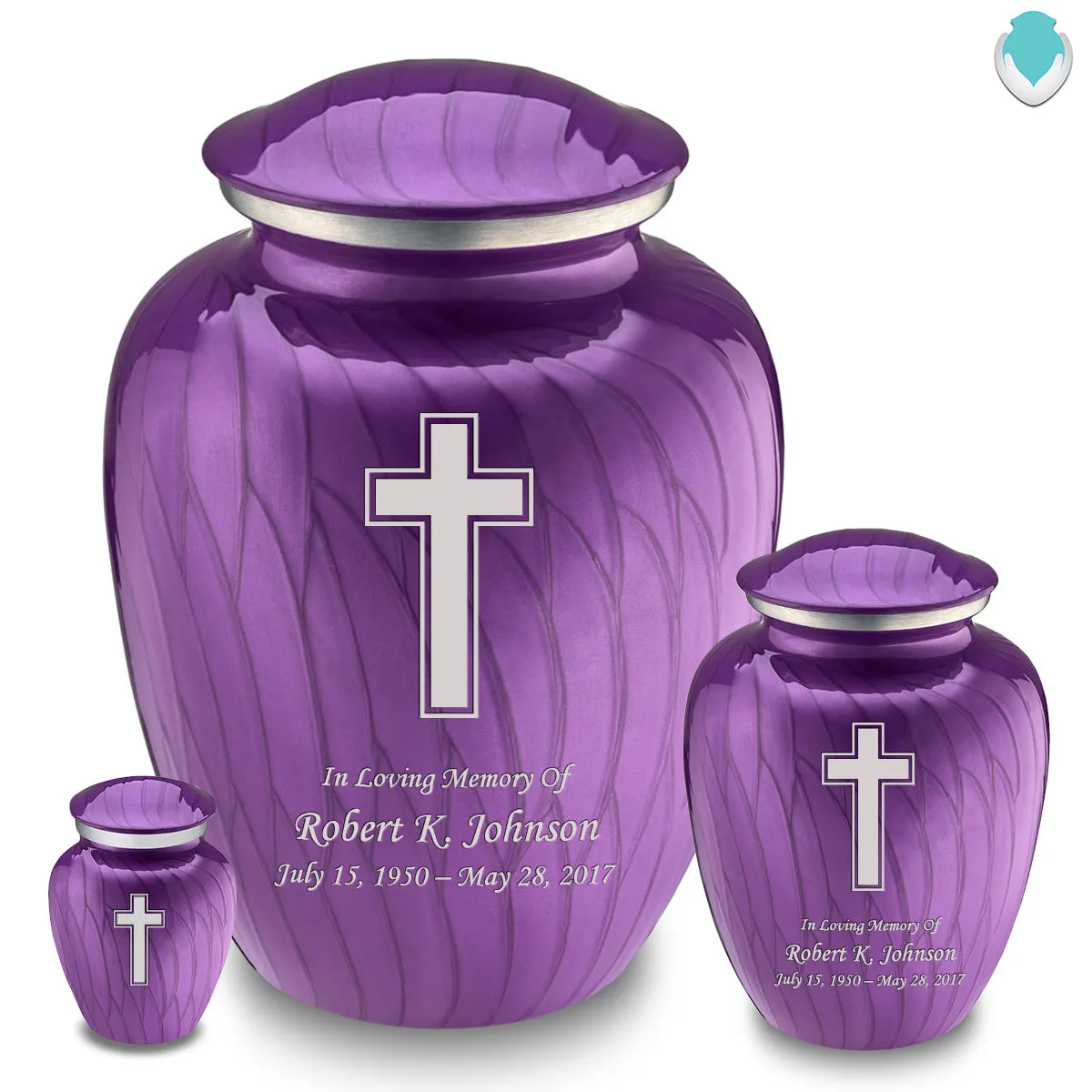 Keepsake Embrace Pearl Purple Simple Cross Cremation Urn