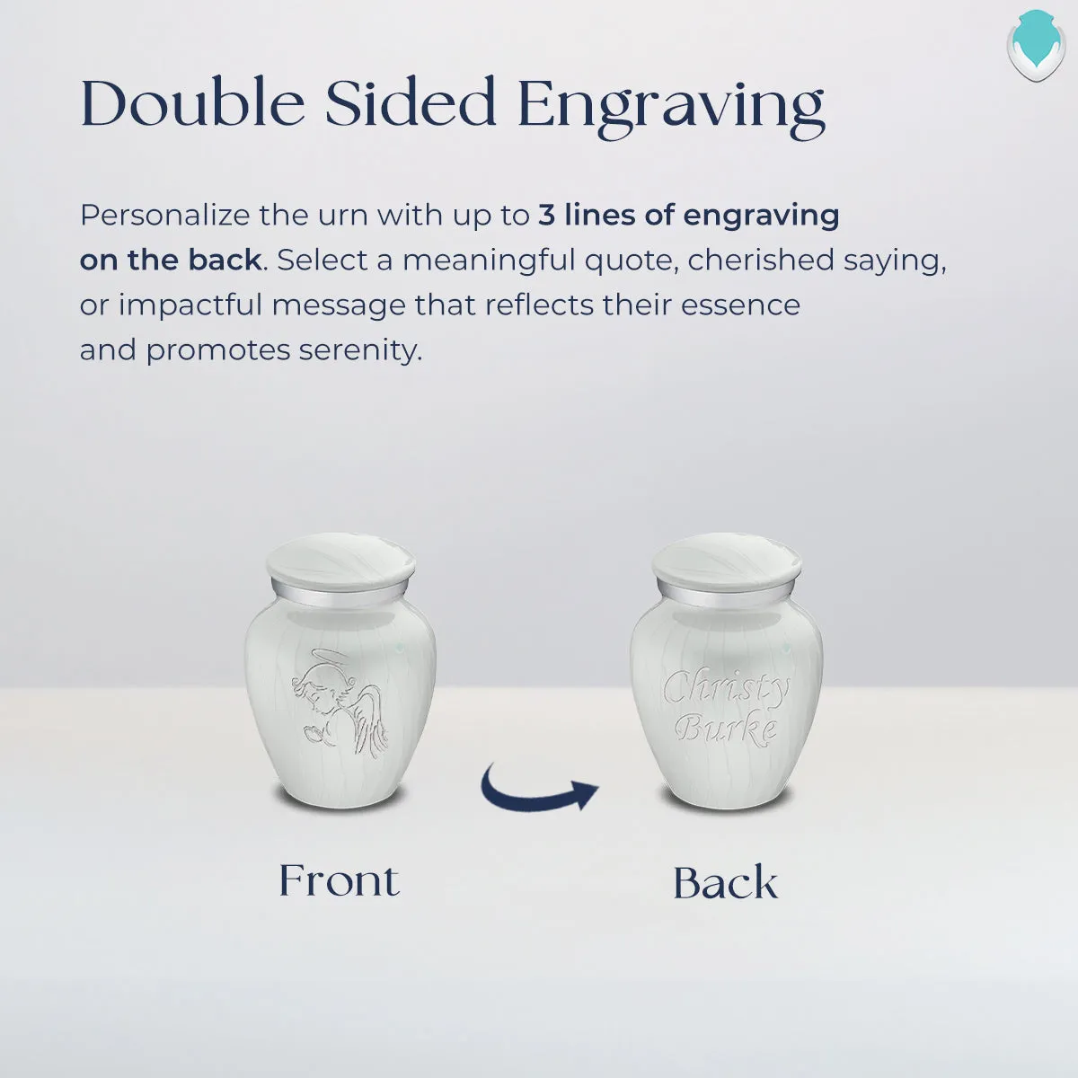 Keepsake Embrace Pearl White Angel Cremation Urn