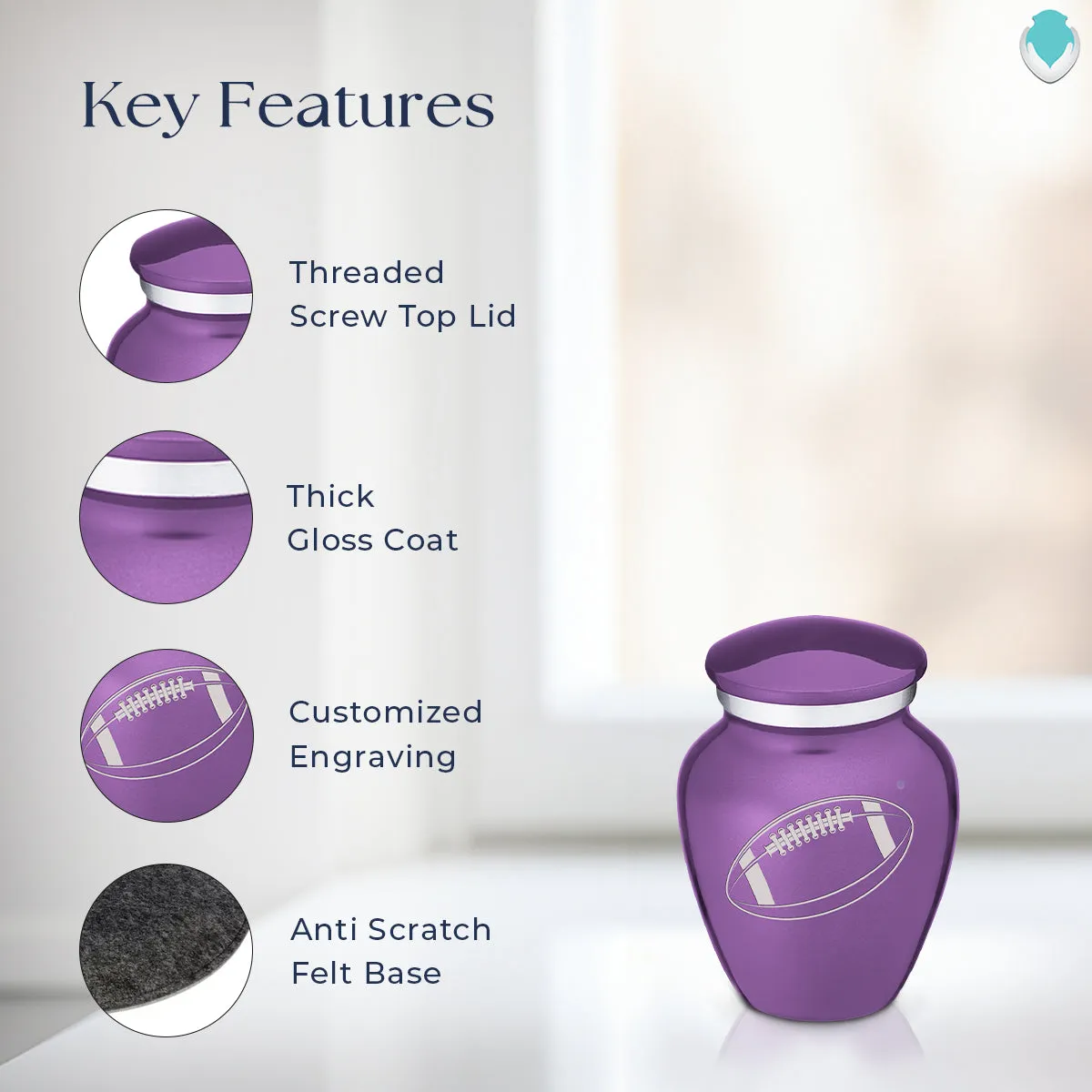 Keepsake Embrace Purple Football Cremation Urn