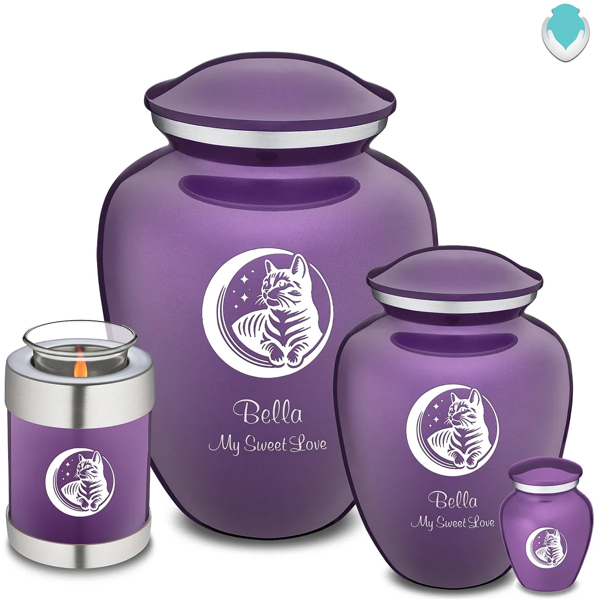 Keepsake Embrace Purple Pet Cute Cat Cremation Urn