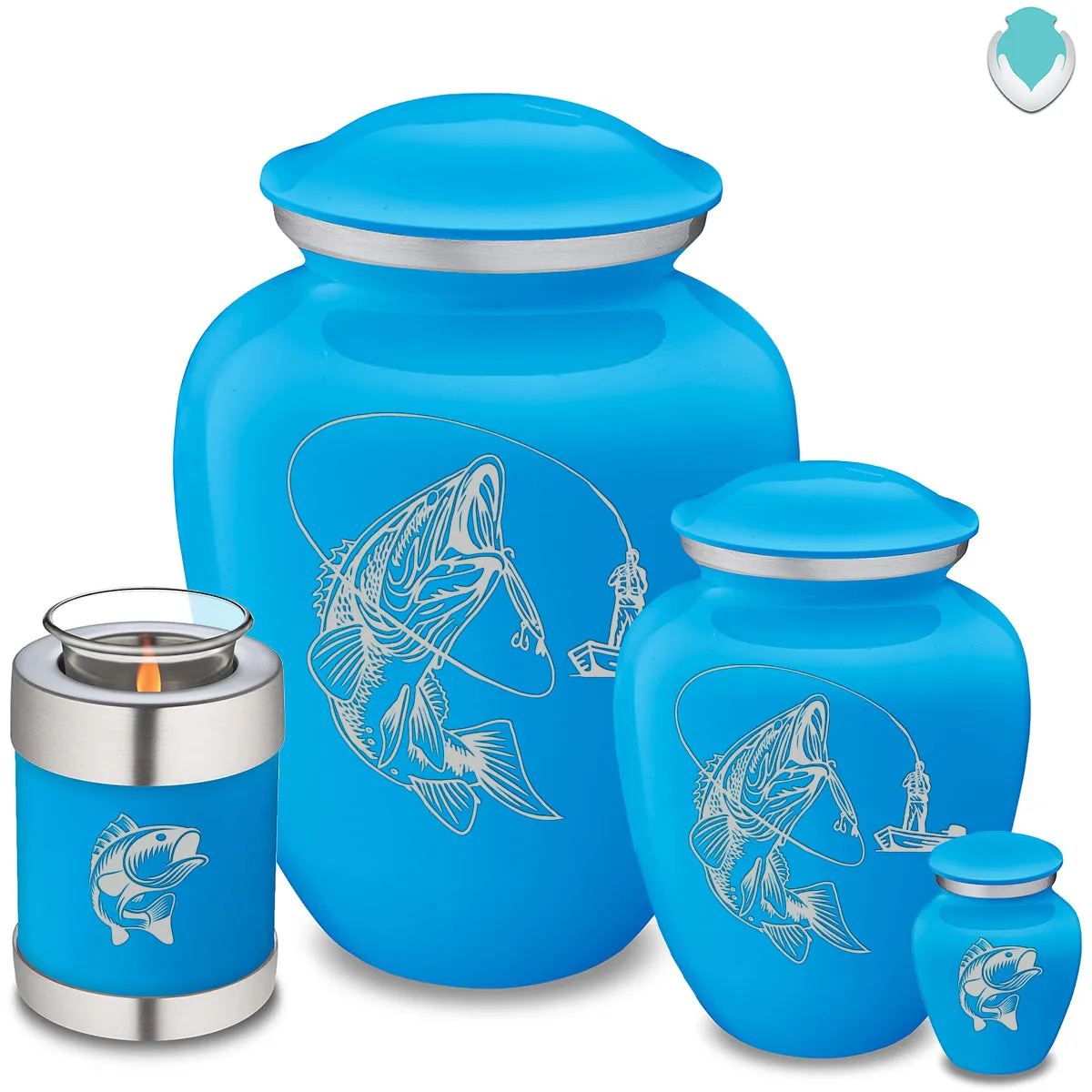 Keepsake Embrace Racing Blue Fish Cremation Urn