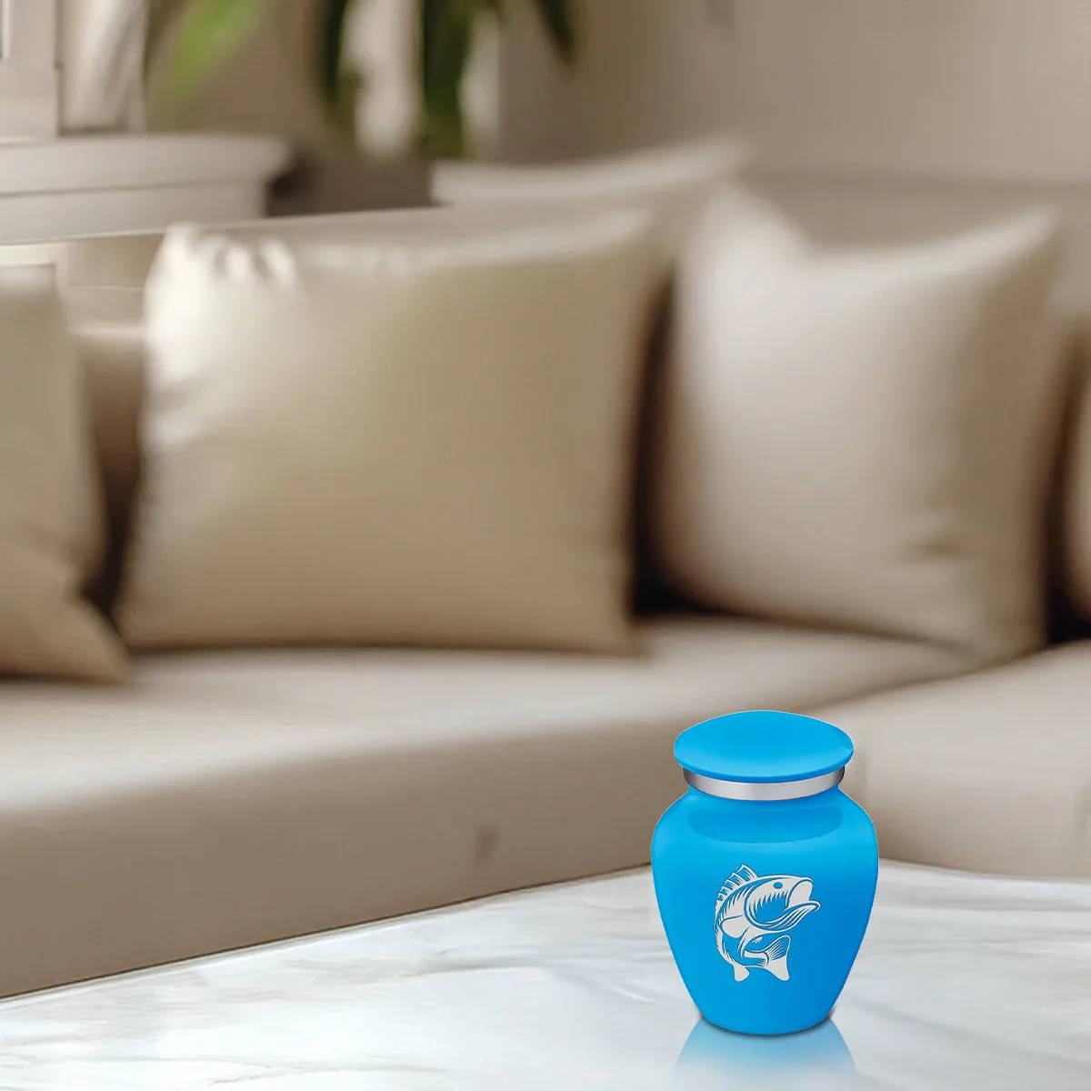 Keepsake Embrace Racing Blue Fish Cremation Urn