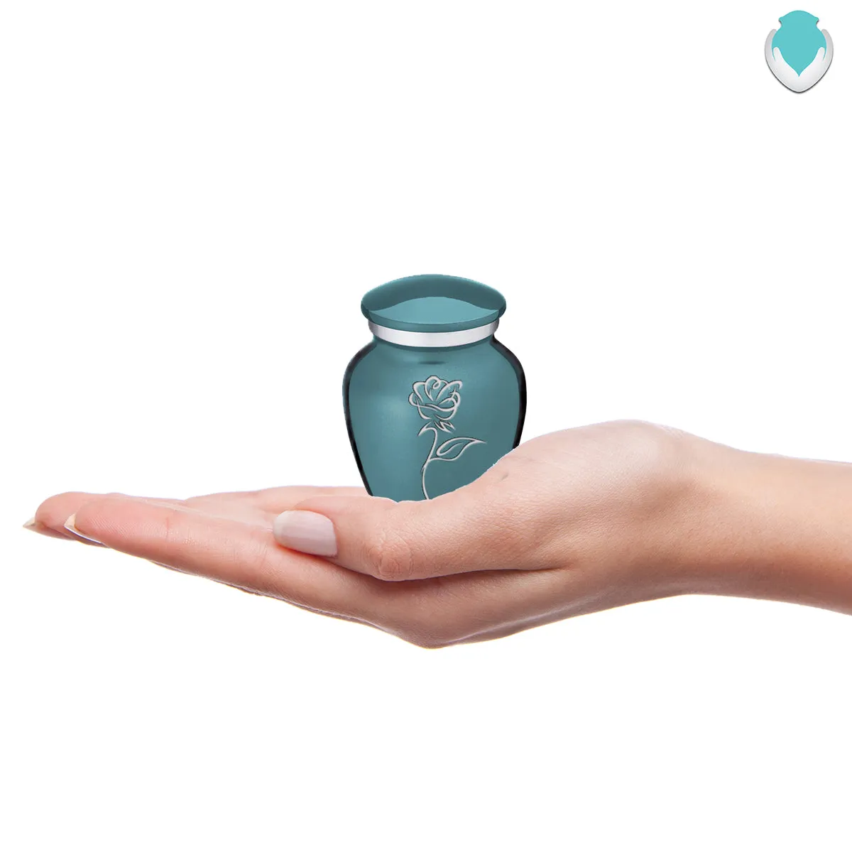 Keepsake Embrace Teal Rose Cremation Urn
